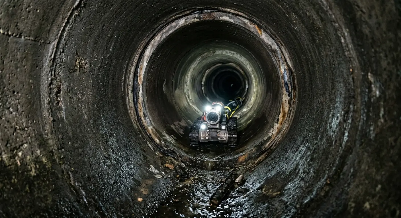 Robotic sewer camera inspecting pipe interior for Sewer Line Repair in Bolton